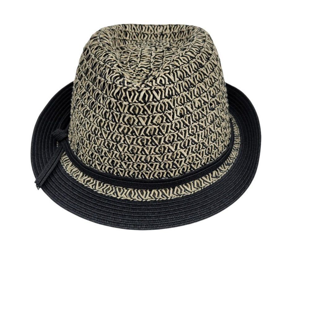 Scala Pronto Retro 60's Trilby Paper Braided Narrow‎ Brim Fedora Hat Black Tan